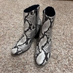 Snake Print Ankle Boots